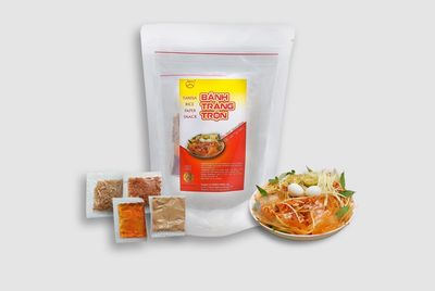Rice paper snacks from TANISA, ingredients to mix rice papers salad, DIY mixture of rice paper fibers with seasonings - Vietnamese famous street food - Banh trang tron (Pure pack, 1 pack-80g)