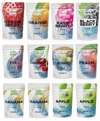 GURU HUNU Freeze Dried Fruit Mix 12 Individual Packs Healthy Fruit Snacks - Organic Dehydrated Fruit Chips Camping Snacks Mixed Fruit - Bulk Dried Fruit No Sugar Added, Dry Fruit Snacks Healthy Gift