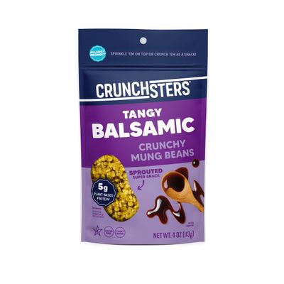 Crunchsters Crunchy Mung Beans Snack, Tangy Balsamic, 4oz. Bags, 6-Pack