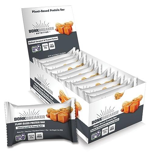 Bonk Breaker Plant Based Protein Bars, Gluten Free, Dairy Free, 11g Protein, Salted Caramel &amp; Peanut Butter, 12 Pack