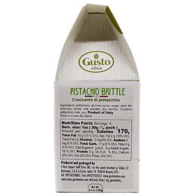 Pistachio Brittle, Sweet Pistachio Butter Chews with Pistachio crumbles, Bite Size, Individually Wrapped, 6.7 oz (190 g) Bark, Non GMO, Product of Italy, GUSTO ETNA