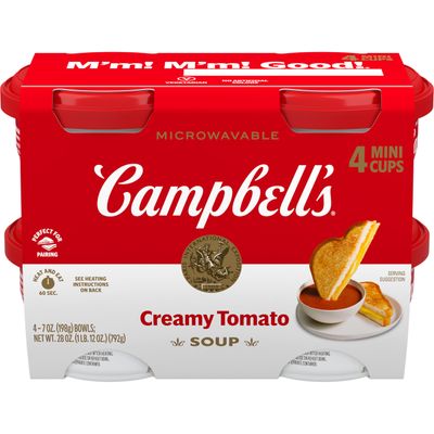 Campbell&#39;s Creamy Tomato Soup, 7 Oz Microwavable Bowl (Pack of 4)