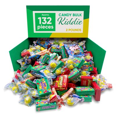 Candy Bulk Kiddie Mix - 2 Pounds approx 132 Pieces Assorted Candy Variety Pack, Hard &amp; Chewy, Sour &amp; Sweet, Individually Wrapped Snacks Variety Pack for Adults &amp; Kids
