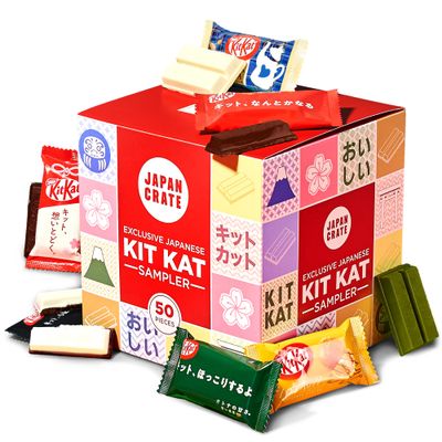 Japan Crate Japanese Chocolate Variety Pack - 50-Piece Chocolate Snack Size Sampler Box with 6 Unique Flavors - Green Tea, Orange, Milk Tea, and More, Individually Wrapped Choco Minis