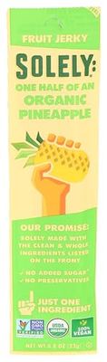 SOLELY Organic Pineapple Fruit Jerky, 0.8 Ounce | One Ingredient | Vegan | Non-GMO | Gluten-Free | No Sugar AddedÃƒÂ¢