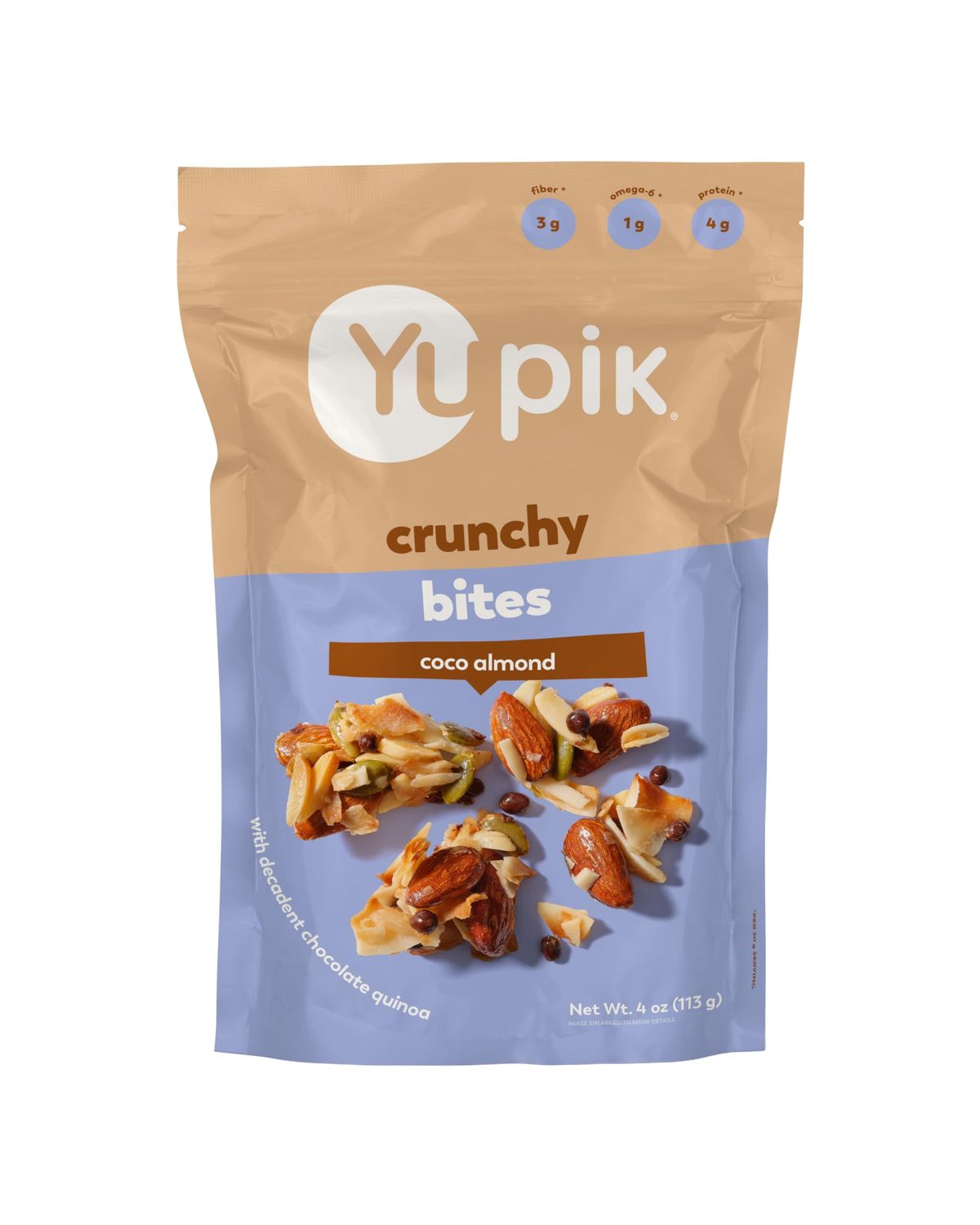 Yupik Coco Almond Crunchy Bites, 4 Oz, Gluten-Free, Kosher, Non-GMO, Maple Glazed Snack, Coconut Clusters with Almonds, Chocolate Quinoa Puffs &amp; Pumpkin Seeds, Nutritious Healthy Snacks