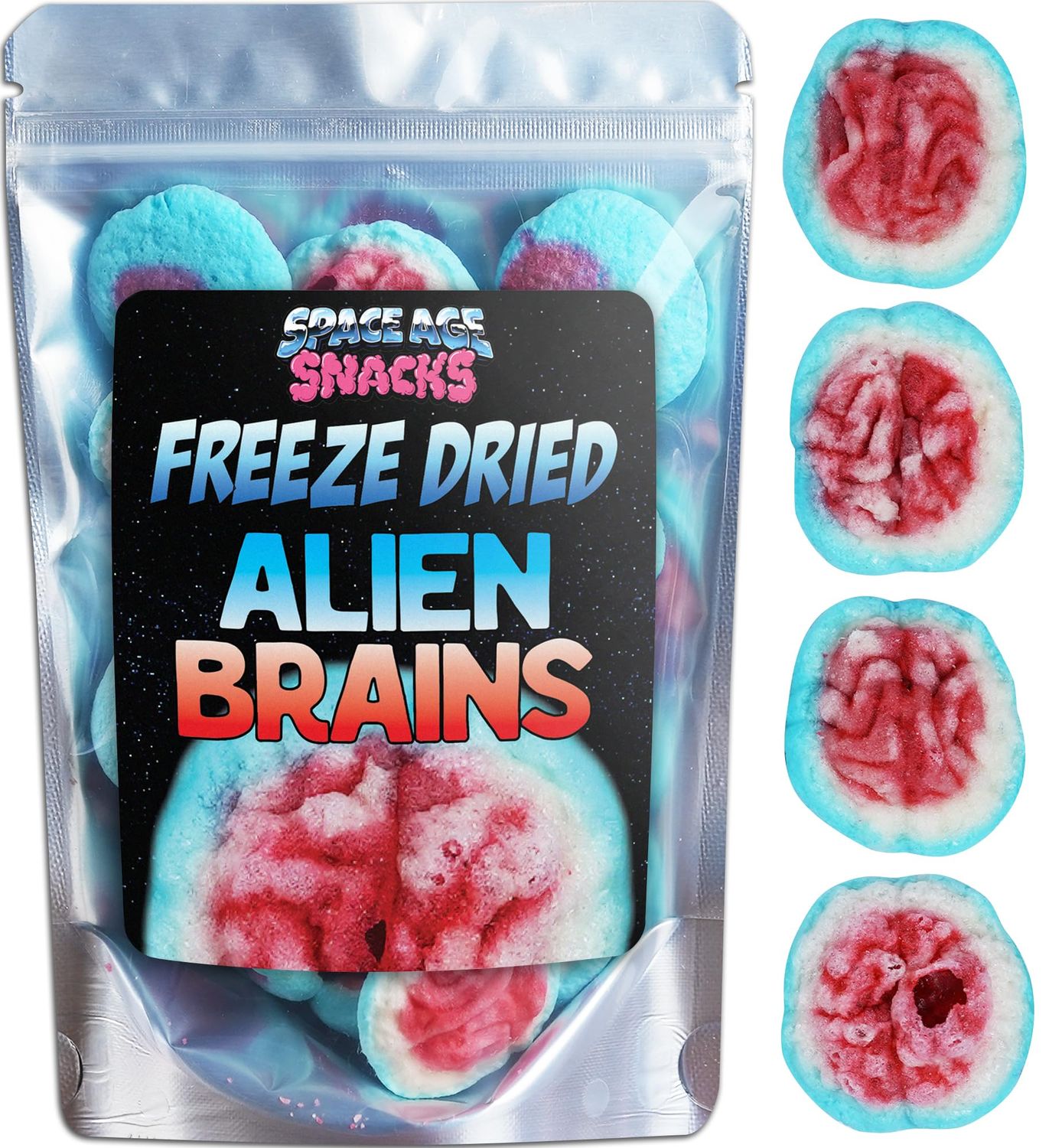 Premium Freeze Dried Alien Brains - Crunchy and Chewy Freeze Dried Candy Shipped in Spaceship Box for Extra Protection - with Fun Stickers - Freeze Dry Candy for All Ages (4 Ounce)