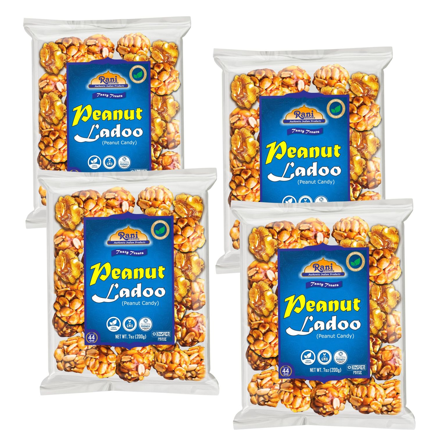 Rani Peanut Ladoo (Round Peanut Brittle Candy) 7oz (200g) x Pack of 4  All Natural | Vegan | No colors | Gluten Friendly | Indian Origin