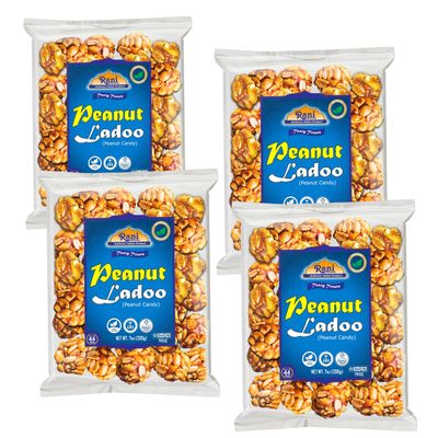 Rani Peanut Ladoo (Round Peanut Brittle Candy) 7oz (200g) x Pack of 4  All Natural | Vegan | No colors | Gluten Friendly | Indian Origin