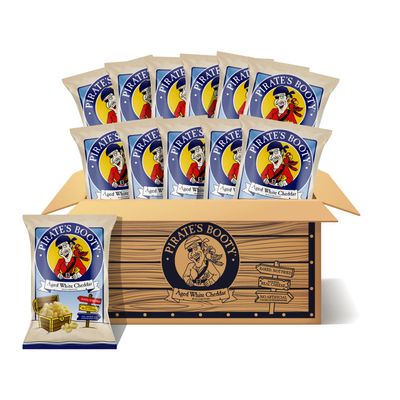 Pirate&#39;s Booty Aged White Cheddar Cheese Puffs, Gluten Free, Healthy Kids Snacks, 4oz Grocery Size Snack Bags (12 Count)