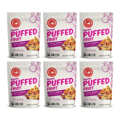 Made In Nature Organic Puffed Fruit Medley, 1.2 Ounce (Pack of 6) - Vegan Snack, Non-GMO, Gluten Free