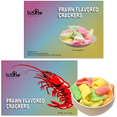 Fusion Select 2 Pk Uncooked Prawn Crackers - Multi-Colored Shrimp Chips for Sharing, Serving Snack Platters at Parties - Dehydrated Seafood Chips, Ready to Cook &amp; Easy to Fry - Savory Asian Snacks 8oz