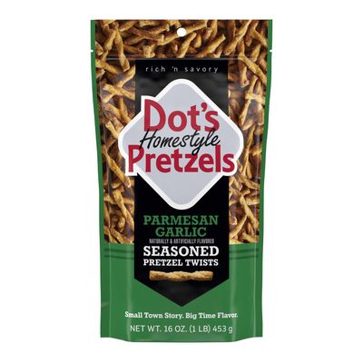 Dot&#39;s Pretzels Parmesan Garlic Seasoned Pretzel Twists, Healthy Kids Snacks, 16oz Grocery Sized Bag