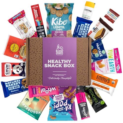 Healthy Snack Gift Basket - Variety of Sweet &amp; Savory Gourmet Snack Box For Picky Eaters- Healthy Assortment of Treats, Candy, Bars, Cookies, Chips - Great Food Gift Basket for Adults