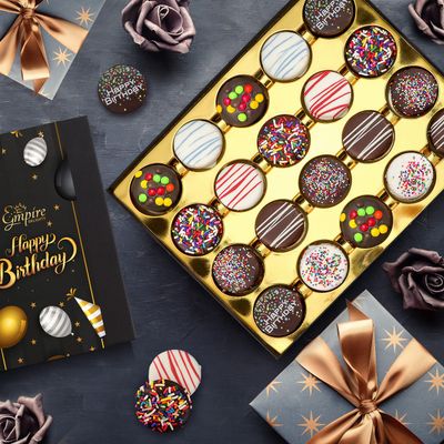 Chocolate Cookies Birthday Gift Basket for Men and Women - Gourmet Chocolate Happy Birthday treats for Food Gifts, Chocolate Gift Box by Empire Delights, 20 Count