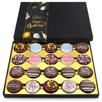 Chocolate Cookies Birthday Gift Basket for Men and Women - Gourmet Chocolate Happy Birthday treats for Food Gifts, Chocolate Gift Box by Empire Delights, 20 Count