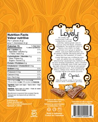 Lovely Candy Co. Mango Ginger Chews, Made with Real Ginger, Individually Wrapped, 5oz (6-Pack) | Gluten-Free, Non-GMO, NO Artificial Ingredients, NO High Fructose Corn Syrup | 4 Simple Ingredients