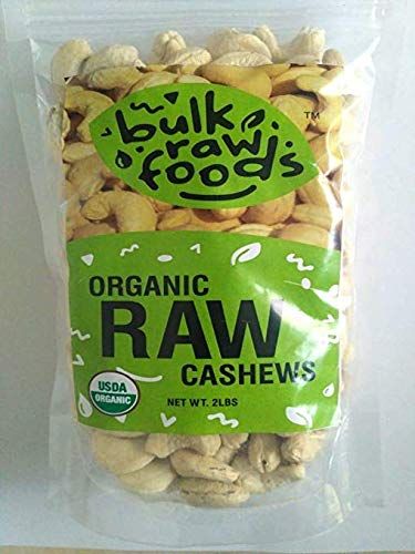 Organic Raw Cashew Wholes (4 Pounds) 100% Natural Raw Organic Whole Unsalted Cashews (Keto and Paleo Diet Friendly) Bulk Packs by BulkRawFoods (Organic Wholes, 4 Pound (Pack of 1))
