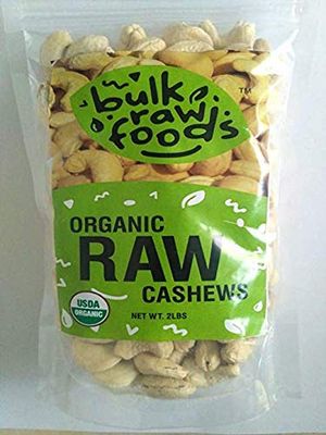 Organic Raw Cashew Wholes (4 Pounds) 100% Natural Raw Organic Whole Unsalted Cashews (Keto and Paleo Diet Friendly) Bulk Packs by BulkRawFoods (Organic Wholes, 4 Pound (Pack of 1))