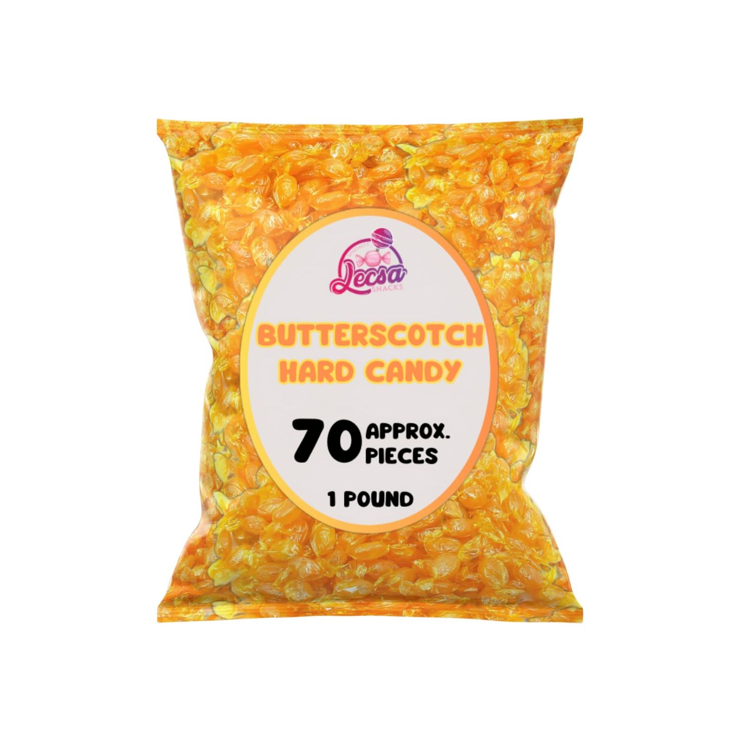 Butterscotch Hard Candy - Specialty Candies - Old Fashioned Bulk Candy by Lecsa Specialty Snacks - Individually Wrapped (1lb)