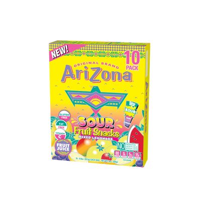 AriZona Lemonade Fruit Snacks, Sour Lemonade - 0.9 oz, 10 count Box