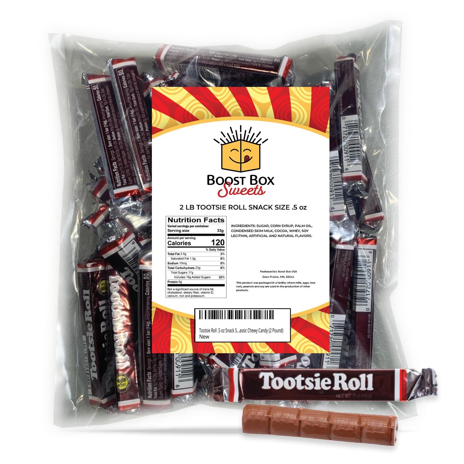 .5 oz Snack Bar Fun Size Individually Wrapped Bulk Classic Chewy Candy (2 Pound)