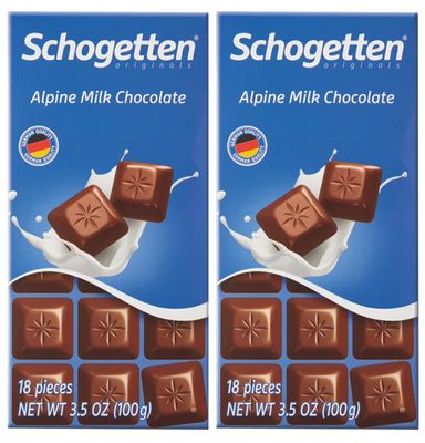 Alpine Milk Schogetten Fine German European Chocolate 3.5 oz Bars, 2 Pack, Snack Snacking Food Dessert Gift Treat