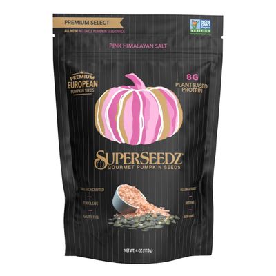 SuperSeedz Dry Roasted Pumpkin Seeds with Pink Himalayan Sea Salt - Pepitas, Whole 30, Vegan, Keto, 7g Plant Based Protein, Produced in USA, Nut Free, Fresh Gluten Free Snack (4oz)