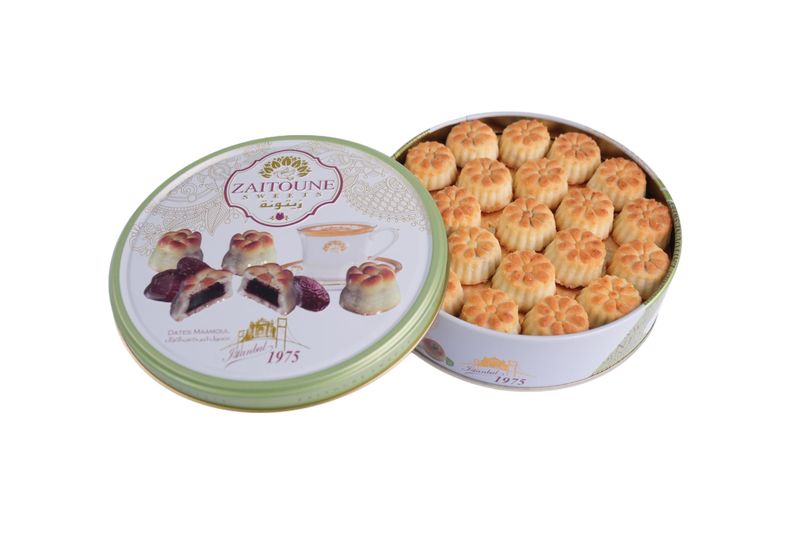 Date Maamoul - Zaitoune Authentic Middle Eastern Sweets Date Filled Cookies - Arabic Fresh Pastry with Natural Dates - Mamoul Arabic Sweets Gift (250g)