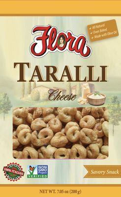 Taralli by Flora 7.05 oz. - Italian Snack Cracker - All Natural Oven Baked - Cholesterol Free - Savory Snack - 100% Italian (Cheese Taralli)