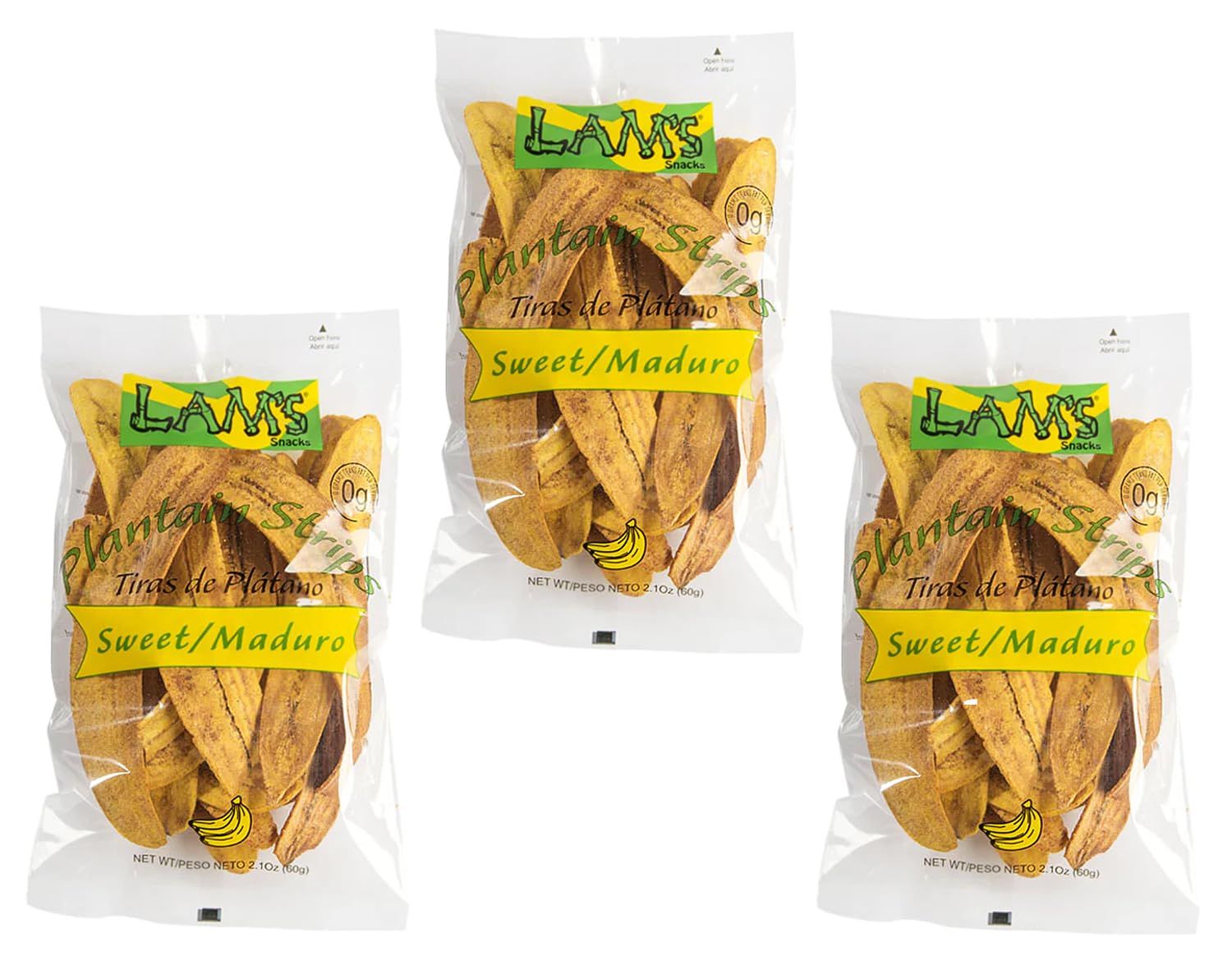 Lam&#39;s Plantain strips | Vegetable snacks | 2.1oz | 60g | Healthy snacks | Gluten Free | Banana Chips (SweetMaduro) | All Natural (pack 03)