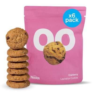 Love Noobs, Lactation Cookies for Breastfeeding, Lactation Snacks Help for Milk Supply Increase, On-the-Go Lactation Support, Breastfeeding Essentials, Cranberry Flavor, 6x 3.5oz