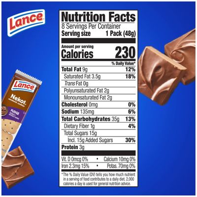 Lance Sandwich Cookies, Nekot Fudge, 8 Count Box