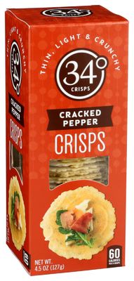 34 Degrees Crisps | Cracked Pepper Crisps | Thin, Light &amp; Crunchy Crisps, Single Pack (4.5oz)