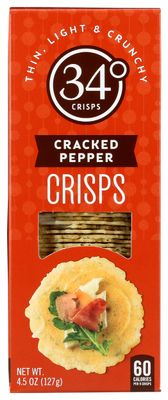 34 Degrees Crisps | Cracked Pepper Crisps | Thin, Light &amp; Crunchy Crisps, Single Pack (4.5oz)