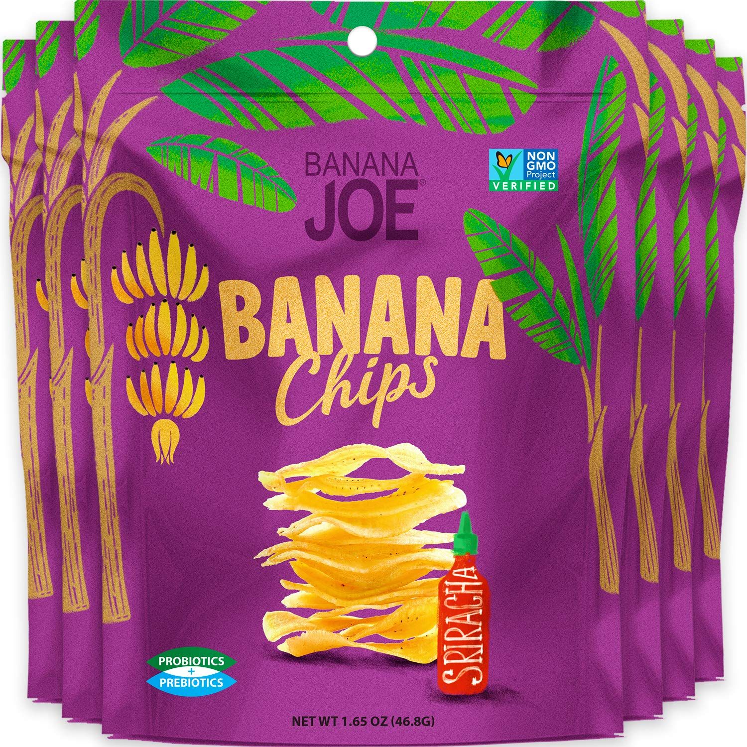 Banana Chips - Dried Bananas Gluten Free Chips (Siracha flavor) Dehydrated Fruits Healthy Chips Snacks For Adults &amp; Kids - Vegan Paleo non gmo Dried Fruits Snacks (Made From 100% Real Banana) 6 Packs