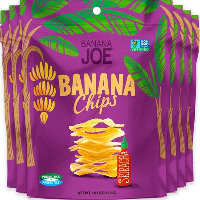 Banana Chips - Dried Bananas Gluten Free Chips (Siracha flavor) Dehydrated Fruits Healthy Chips Snacks For Adults &amp; Kids - Vegan Paleo non gmo Dried Fruits Snacks (Made From 100% Real Banana) 6 Packs