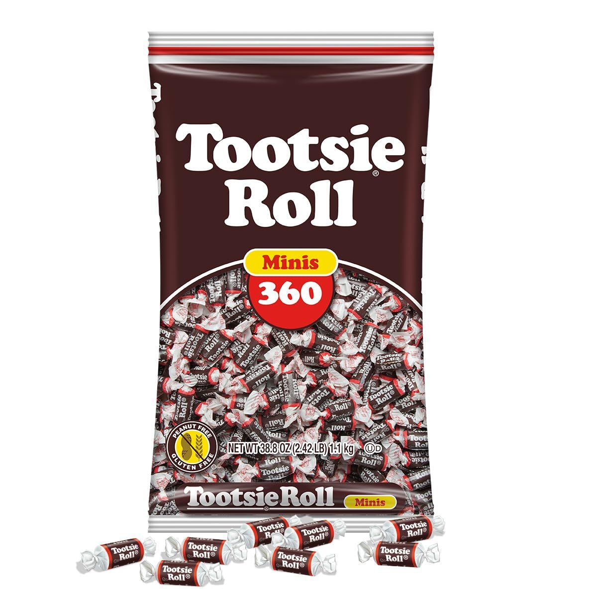 Tootsie Roll Midgees - Chewy Chocolate Gluten-Free Candy Minis - Bulk Bag of Individually Wrapped Candies for Kids, Parties, Classroom - 360 Count (Pack of 1)