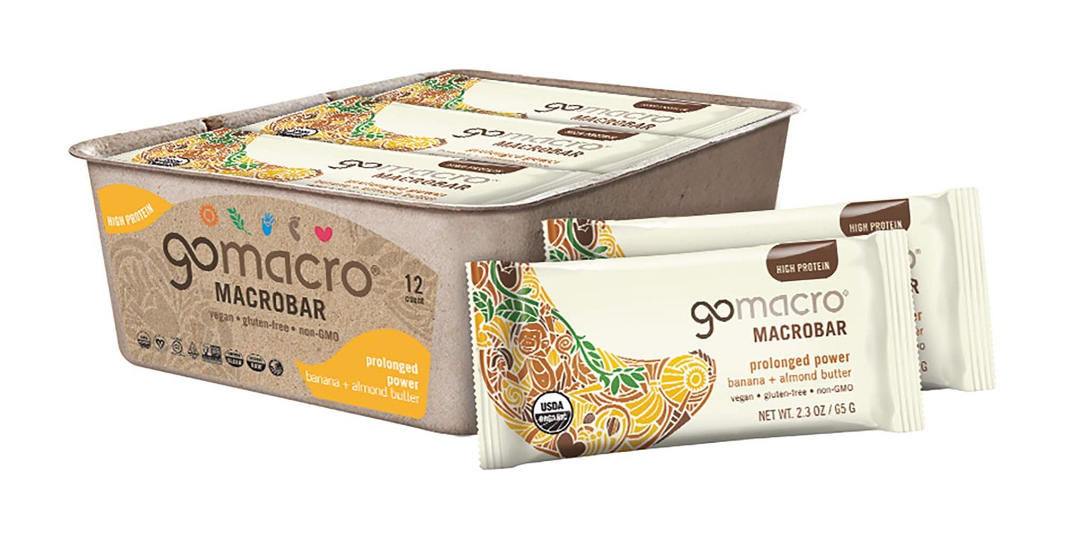 GoMacro MacroBar Organic Vegan Protein Bars Banana  Almond Butter 1.9 Ounce Bars (Pack of 12)