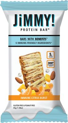 JiMMY'S Immune Citrus Blast Immune Support Bar - 12 Count - Protein Bar with Immune Fortifying Ingredients: Vitamin C, Turmeric, Orange, Mango, Acerola Cherry and Almonds