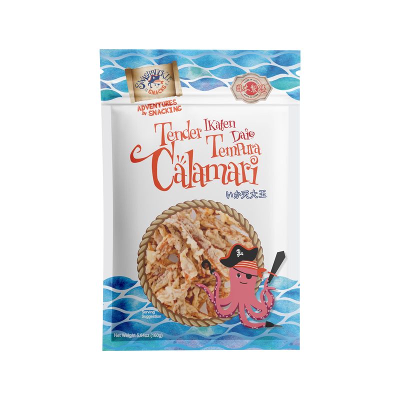Swashbuckle Snacks Ikaten Daio Tender Tempura Calamari Snack 5.64oz (160g), Made in Japan, Otsumami