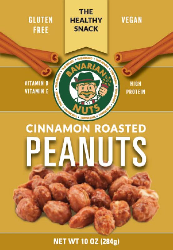 Magic Bavarian Cinnamon Roasted Peanuts, 10 Oz - Sweet, Gluten-Free, Vegan Nuts, Made in the USA