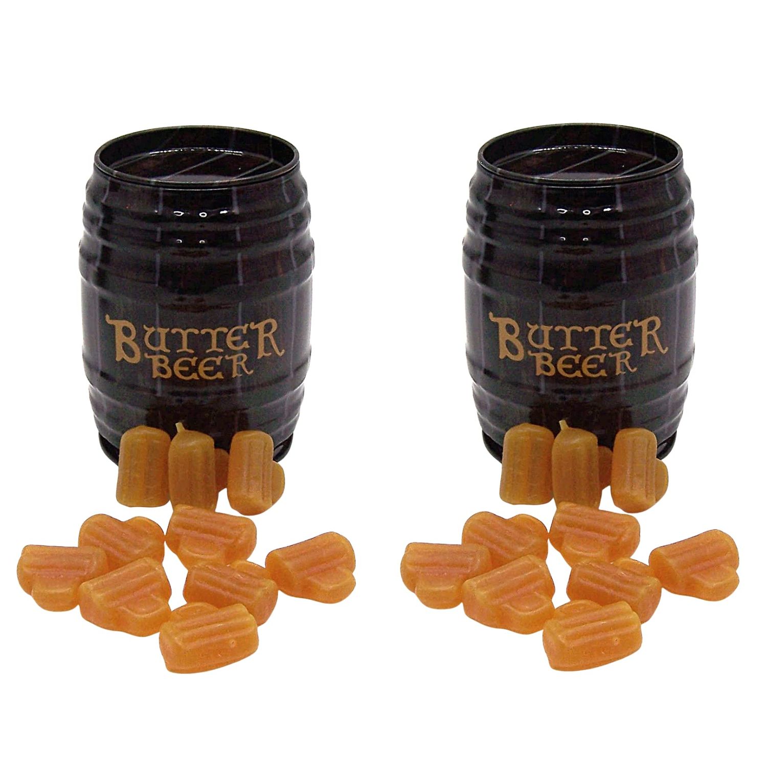 Harry Potter Inspired Butterbeer Chewy Candy in Barrel Tin, 2 Pack, Fun and Delicious Treat, 1.5 Ounce Tins