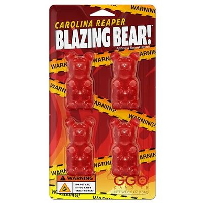 Big Bear - 4 Pack of Hot and Spicy Gummy Bears from GGB Candies (Carolina Reaper)