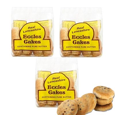 Real Lancashire Eccles Cakes | British Snacks Made with Butter &amp; Dried Currants | Delicious Handmade Fruity Snacks | Add in Breakfast &amp; After Meal | 5.29 Oz | 4 Cakes (Pack of 3)