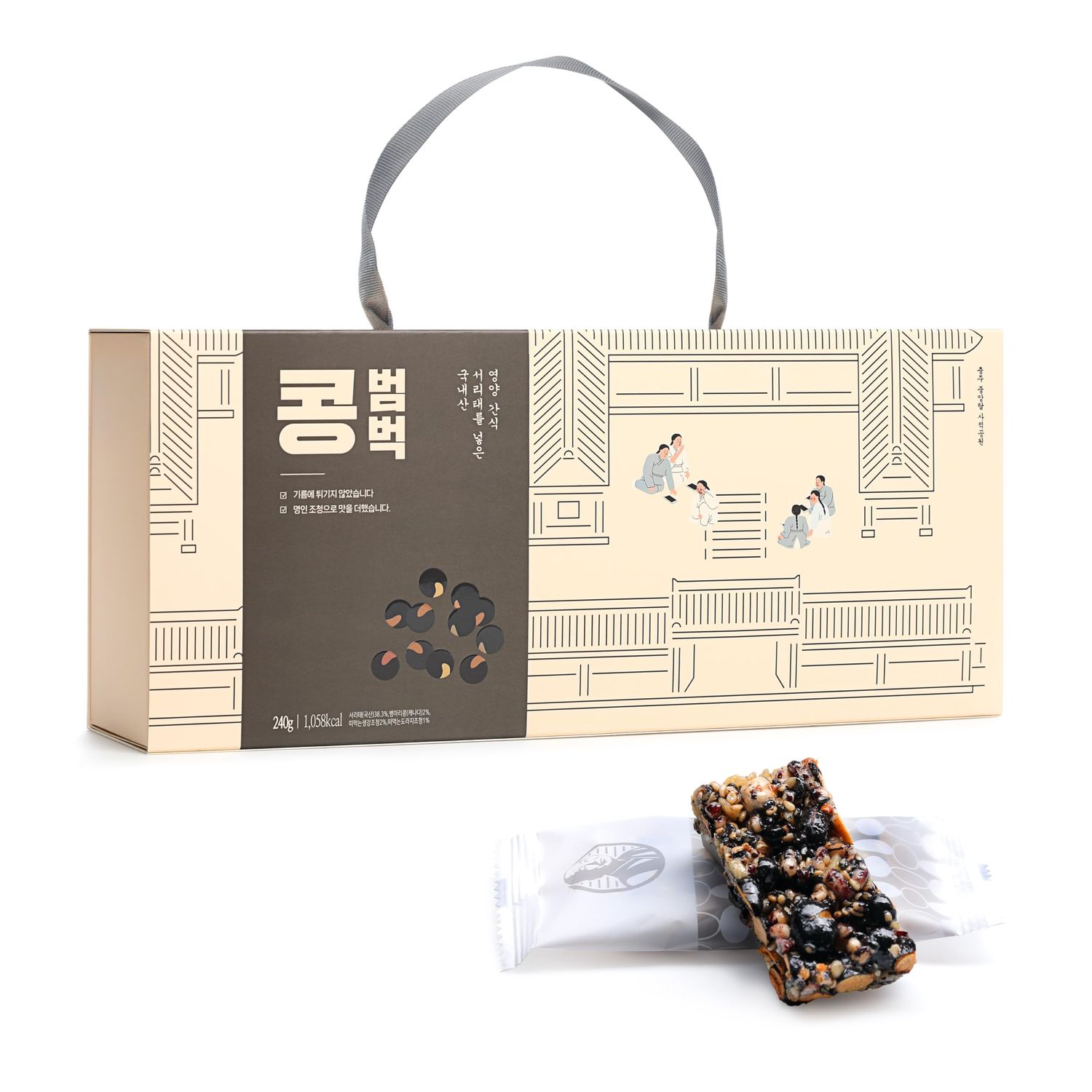 Soybean Bumbuck I Black soybean snack bar I Roasted grains and nuts I Bellflower&amp;ginger rice syrup I Energy Bars I Healthy Snacks I 0.35 Ounce, 24 Counts