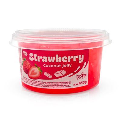 Fusion Select Strawberry Jelly - Fruity Coconut Gel Snacks &amp; Drinks - Toppings or Add-Ons for Bubble Teas, Yogurt, Ice Cream, Desserts, Snow Fluff - Fruit-Flavored Jellies - Made in Taiwan