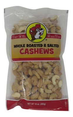 Buc-ee&#39;s Whole Roasted and Salted Cashews in a Resealable Bag, One 10 Ounce Bag