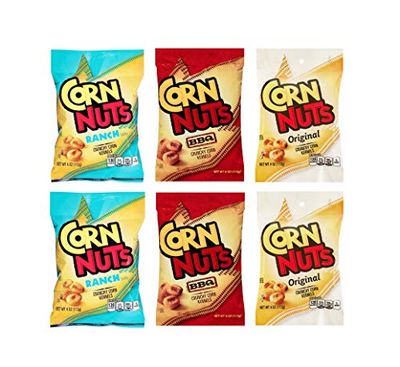 Corn Nuts Classic Flavors 4oz Size - 2 of Each Original, BBQ and Ranch (Pack of 6)