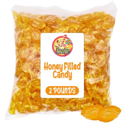 Honey Filled Hard Candy - Individually Wrapped Honey Hard Candy - 2 Pound Bulk Bag - Soft Honey Center Honey Candy